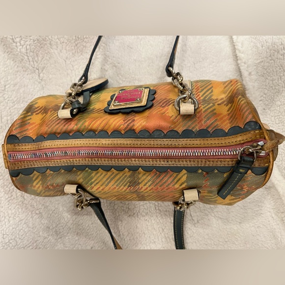 Dooney Bourke  Plaid Tartan Multicolor Vacchetta Leather Bag - Picture 7 of 14
